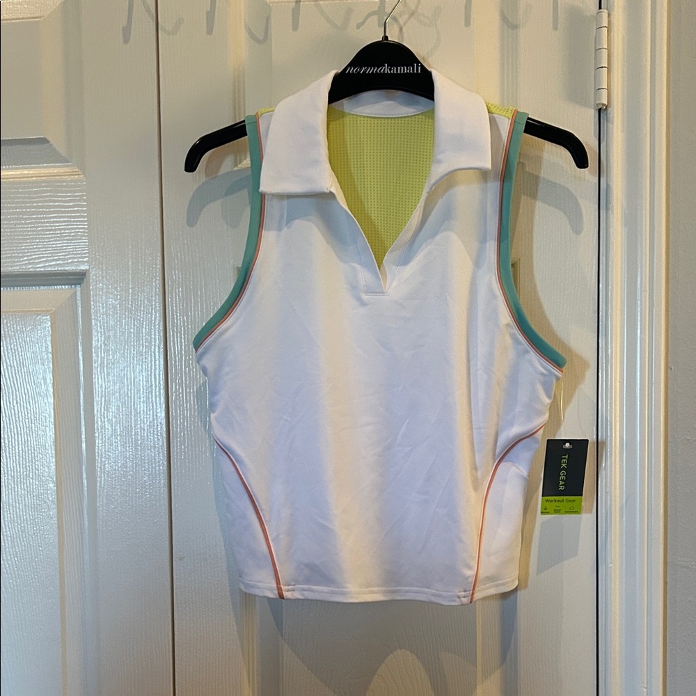 Tek Gear White Sleeveless Polo athletic top